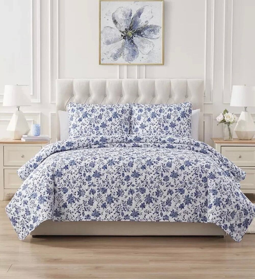 Seventh studio blue & white floral comforter set twin cottage